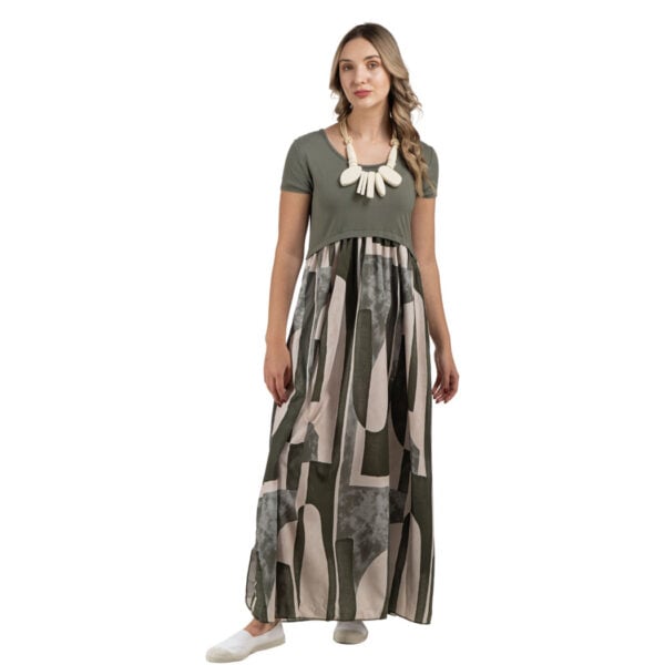 2-Textured geometric print dress