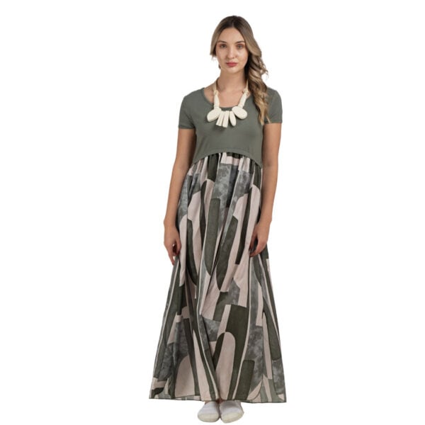 2-Textured geometric print dress