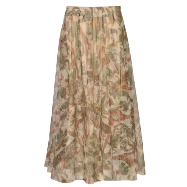 Jungle print mesh maxi skirt
