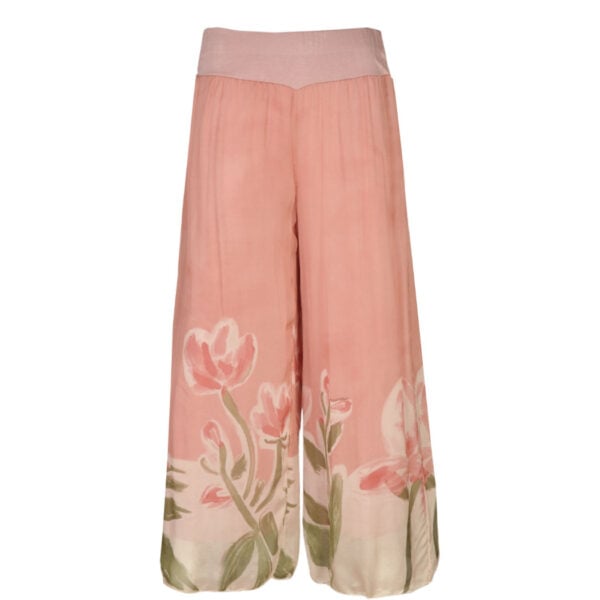 Double layer tulip print silky pants