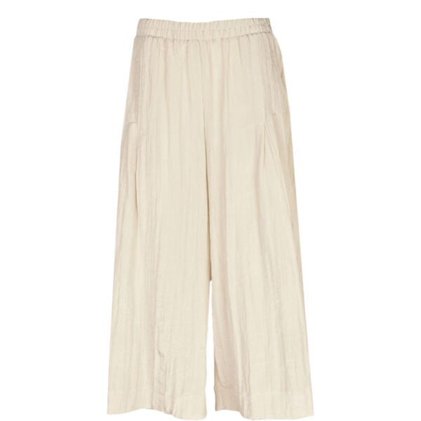 Pleated crushed 3/4 wide leg pants