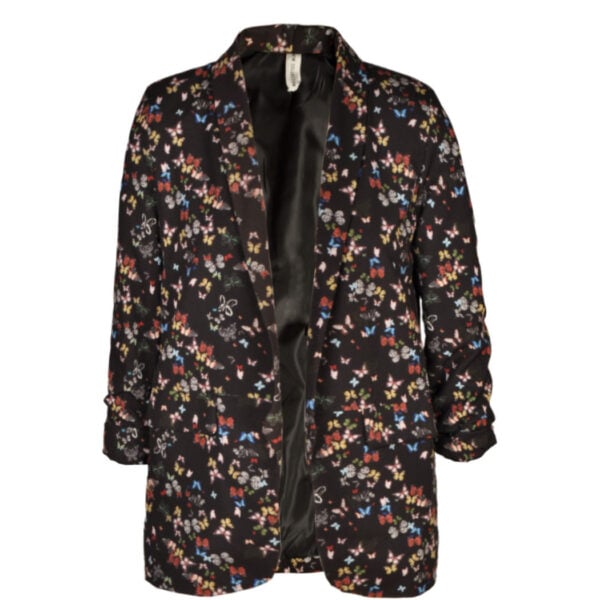 Butterfly print collared blazer