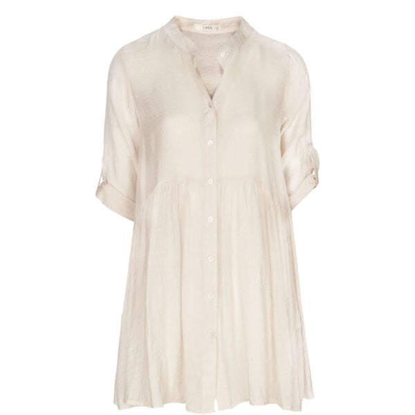 Frill sheer long shirt