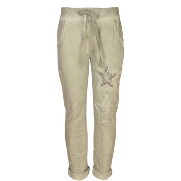 Sequin star drawstring pants
