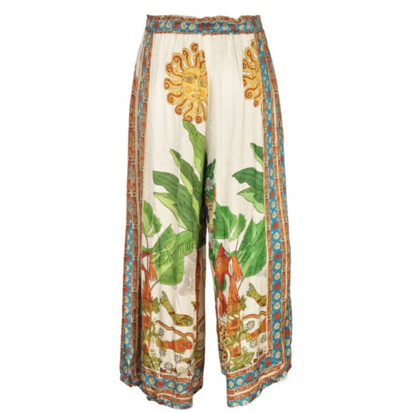 Cheetah palm print wide leg pants