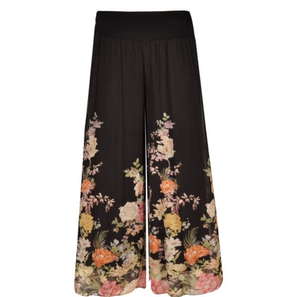 Double layer floral print silky pants