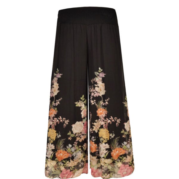 Double layer floral print silky pants