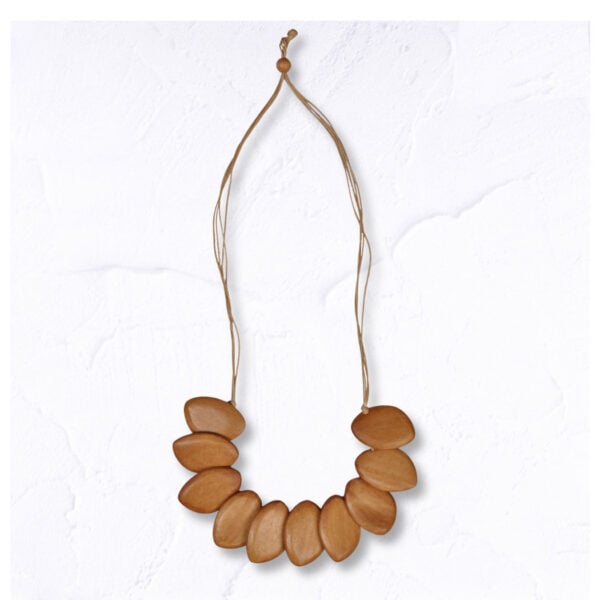 Wooden oblong disc necklace