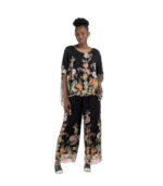 Double layer floral print silky top
