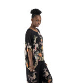 Double layer floral print silky top
