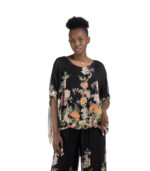 Double layer floral print silky top