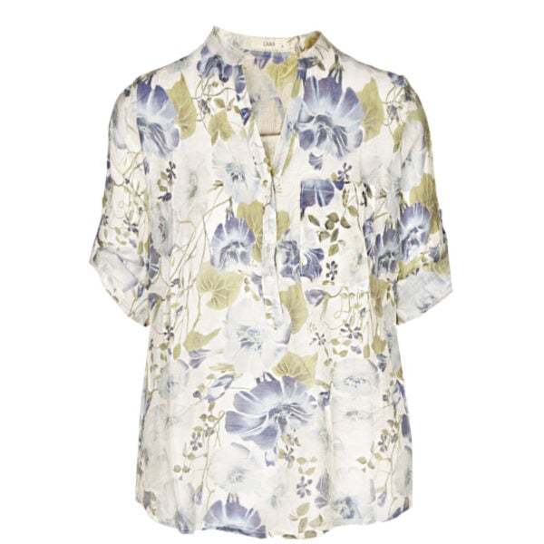 Blue floral mandarin blouse