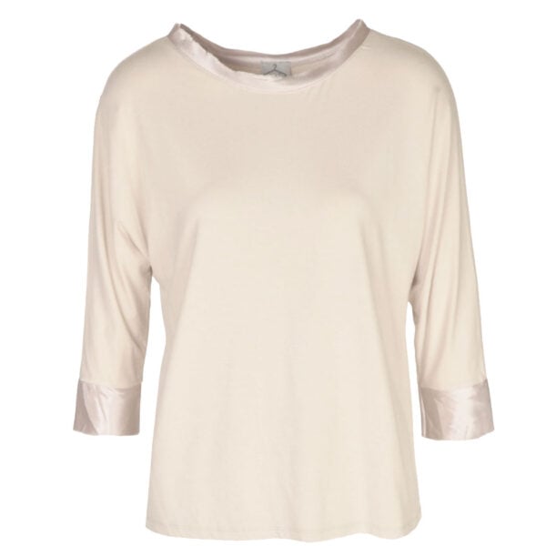 Raw-edge silky batwing top