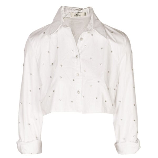 Diamante crop long sleeve shirt