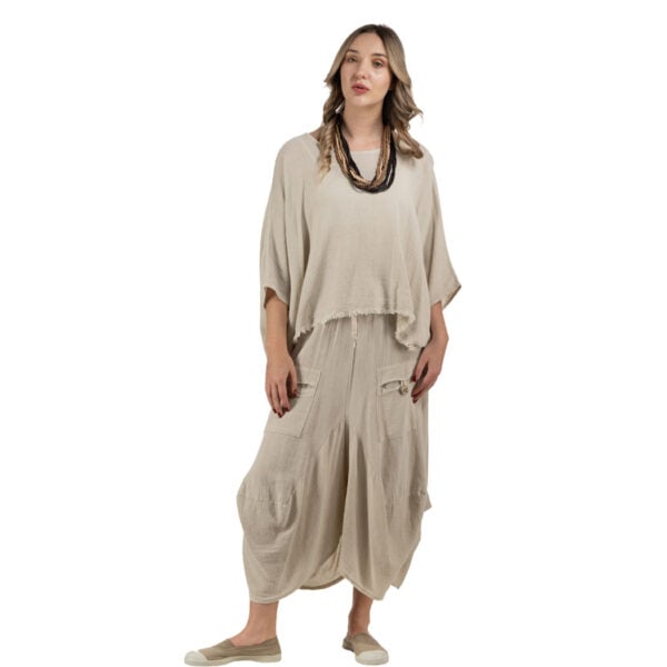 Pointy harem linen pants