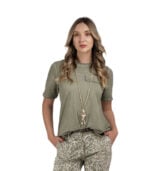 Raw-edge mock pocket t-shirt