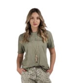 Raw-edge mock pocket t-shirt
