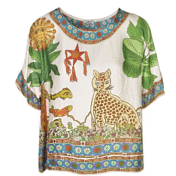 Cheetah floral print silky top
