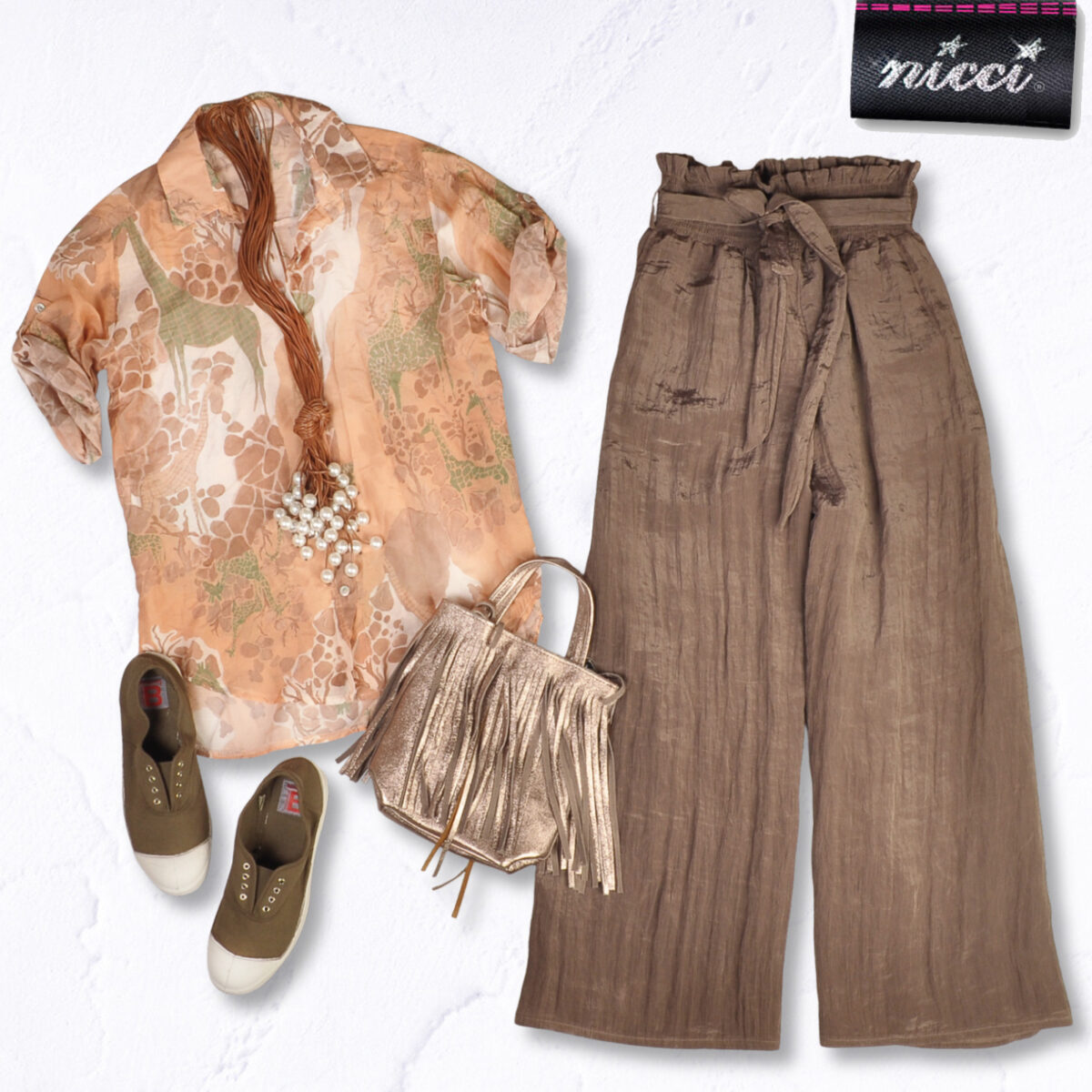 Crushed 3/4 wide leg pants