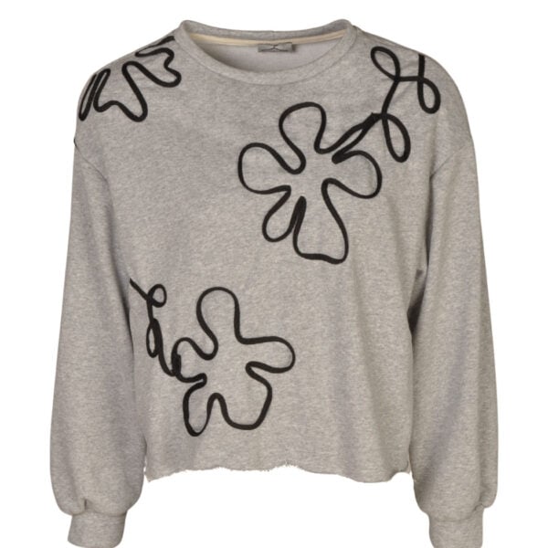 Cord flower detail raw-edge sweatshirt 