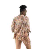 Geometric print asymmetrical frill blouse