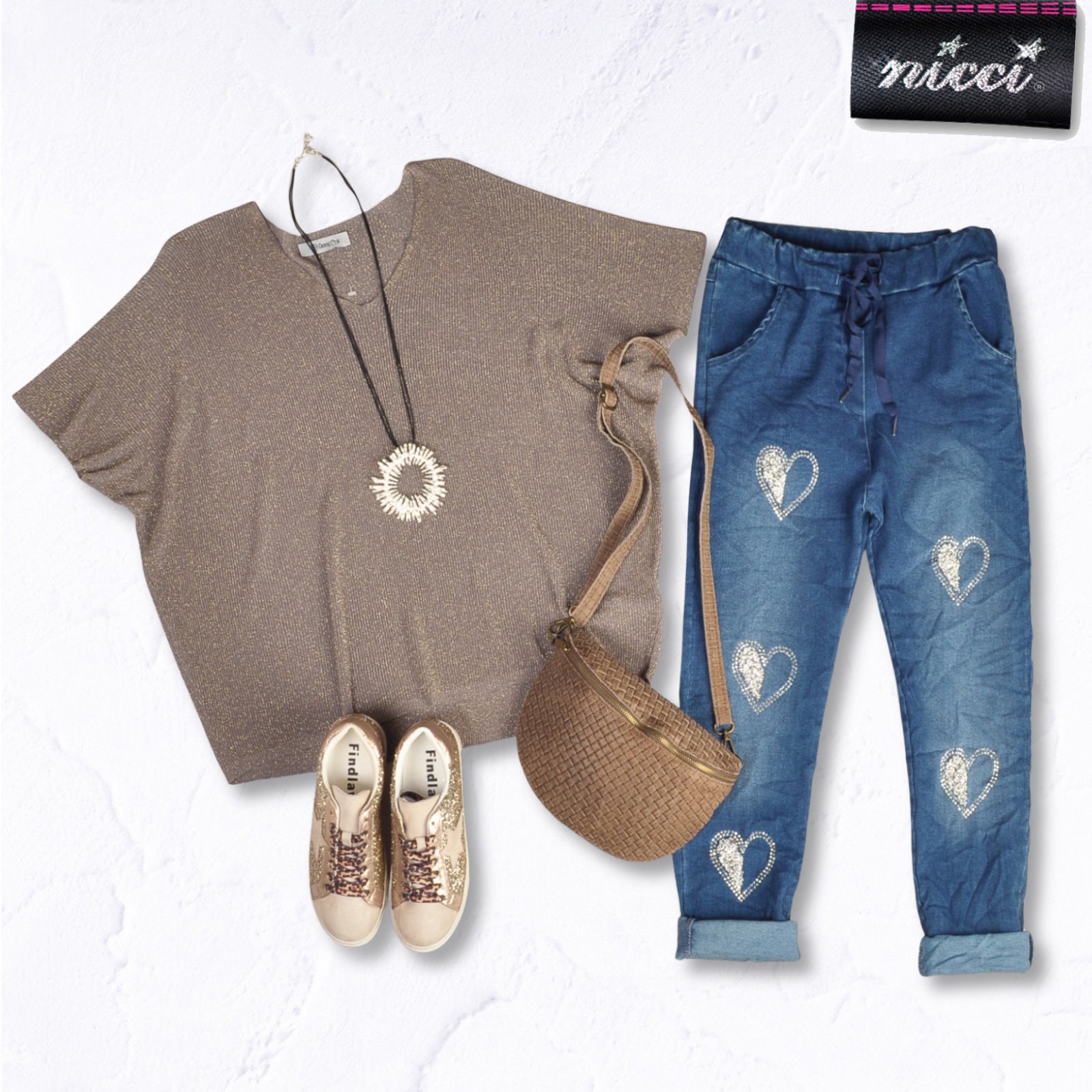Diamante heart drawstring joggers
