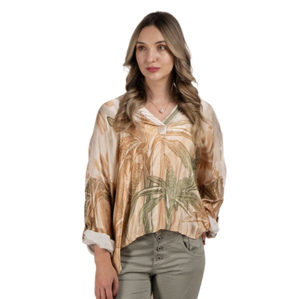 Hi-lo palm tree silky top