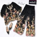 Double layer floral print silky pants