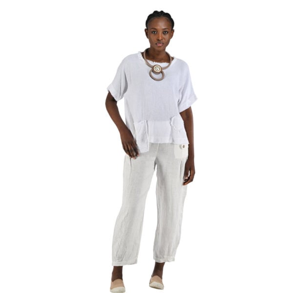 Raw-edge front pocket top