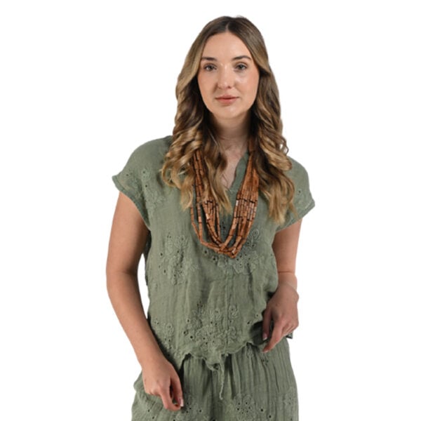 100% Linen anglaise top