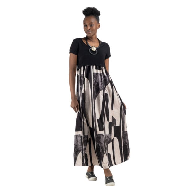 2-Textured geometric print dress