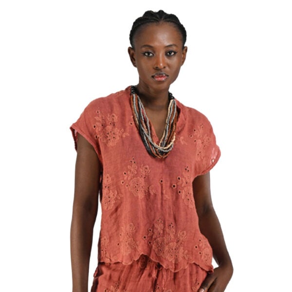 100% Linen anglaise top