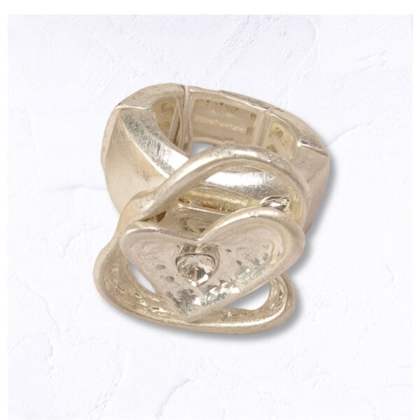 Double heart diamante ring