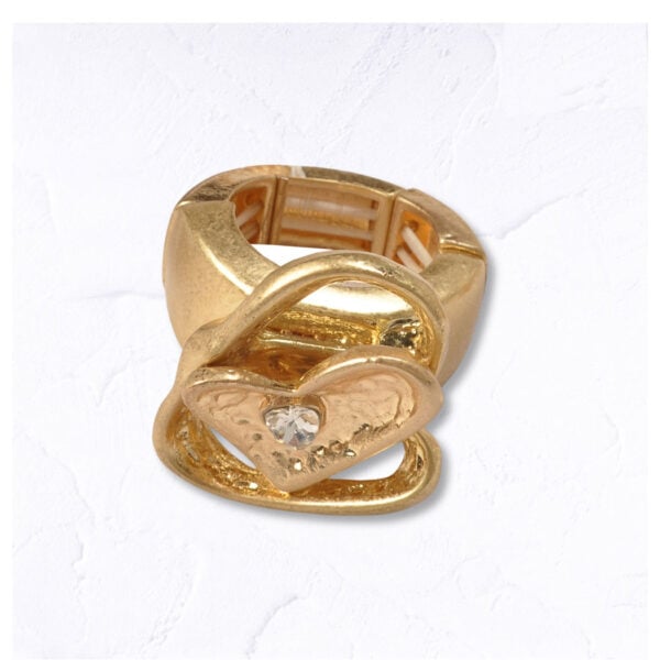 Double heart diamante ring