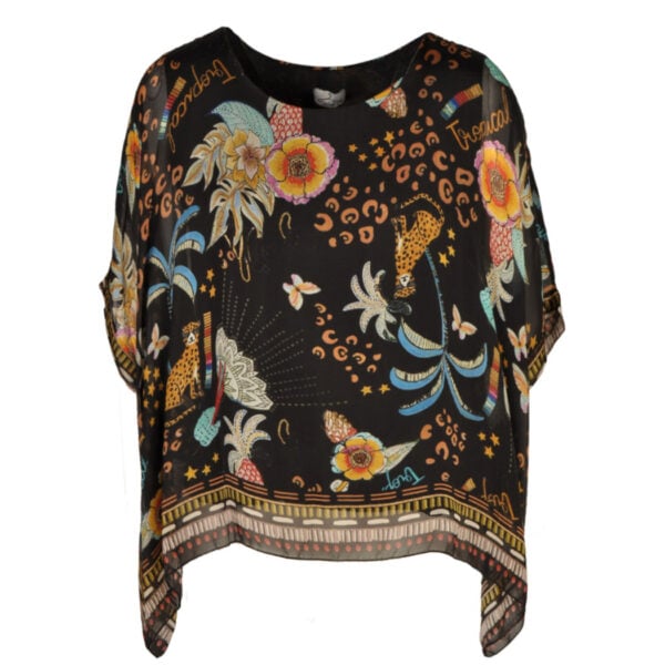Double layer silky palm print top
