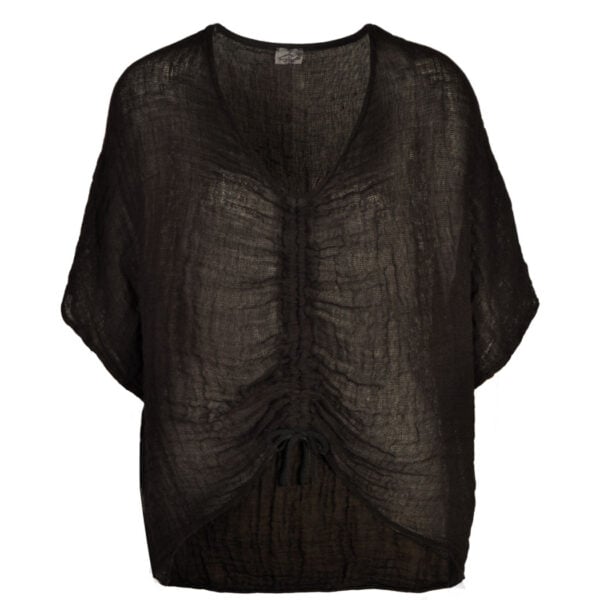 100% Linen ruched hi-lo top