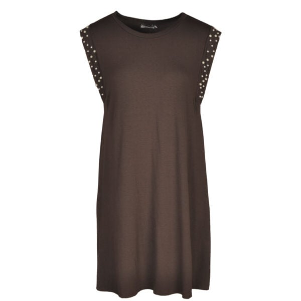 Pearl detail cap sleeve dress
