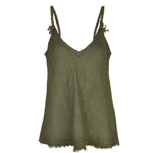100% Linen braided strap frayed edge cami
