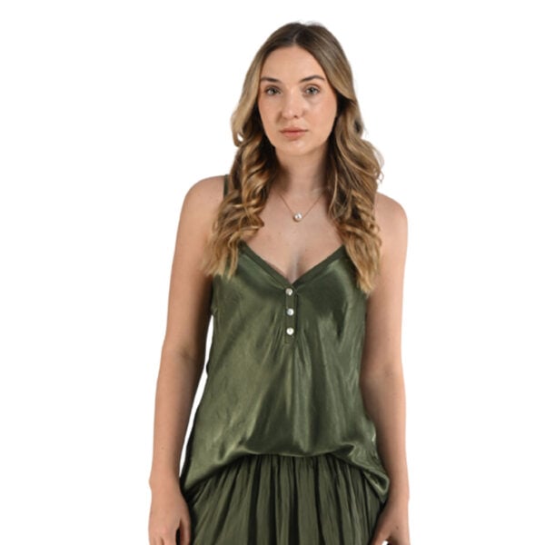 Ribbed border silky cami