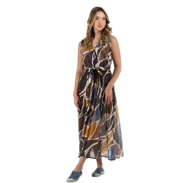 Mock wrap abstract dress