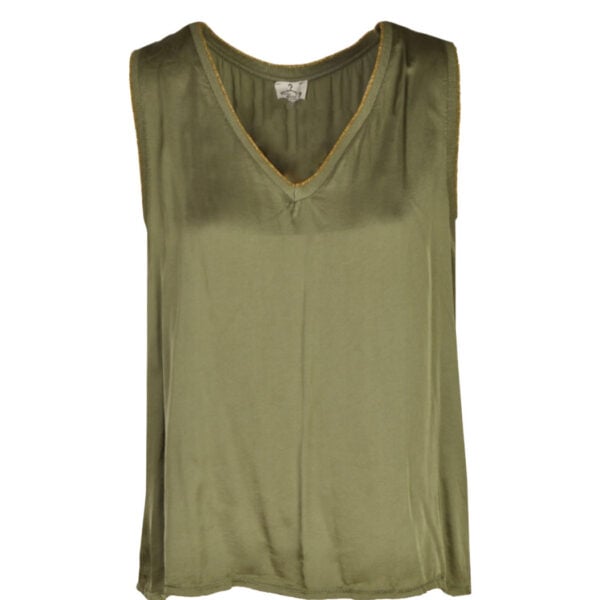 Lurex trim silky tank top