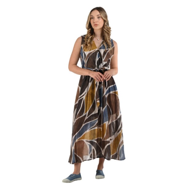Mock wrap abstract dress