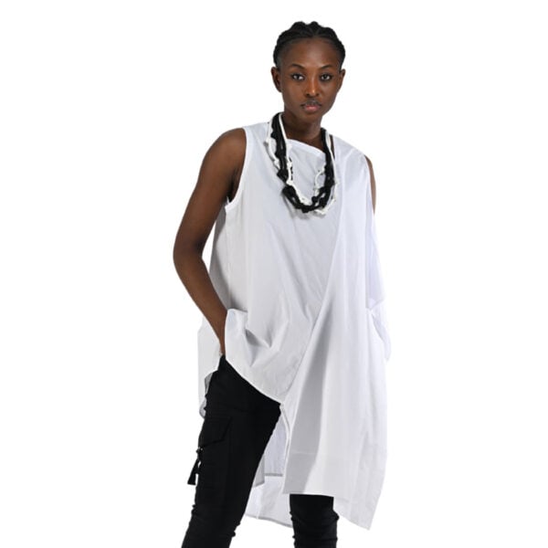 Asymmetrical panel tunic top
