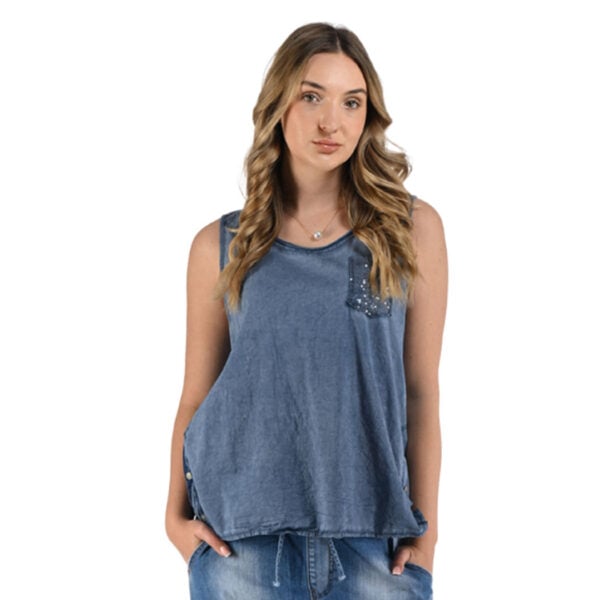 2-Textured sequin pocket top