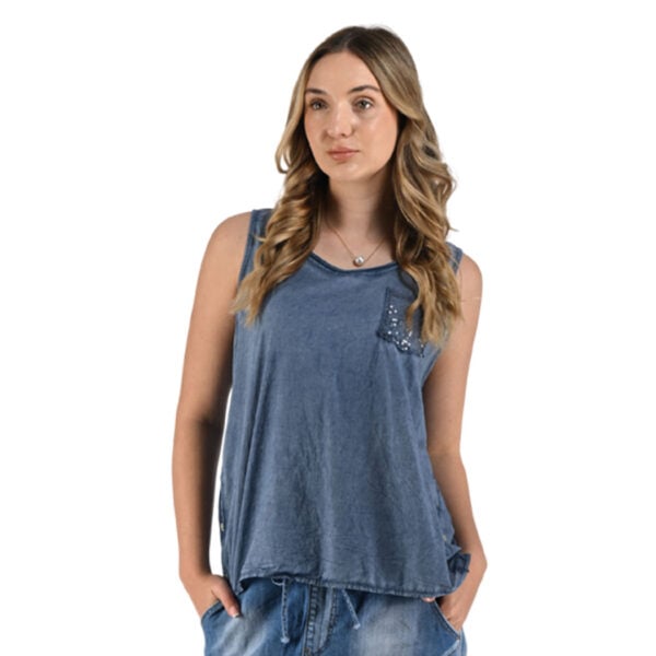 2-Textured sequin pocket top