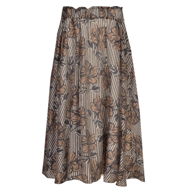 Floral stripe swing skirt