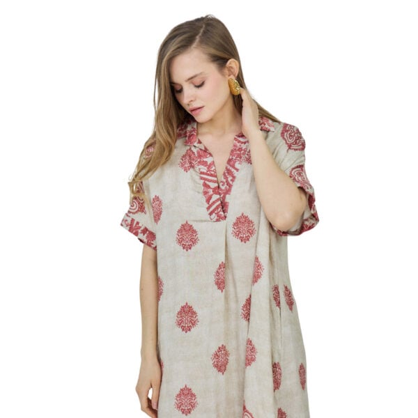 Heraldic print tunic dress