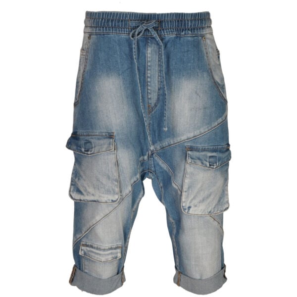 Cargo harem denim shorts