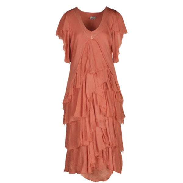 Sequin trim silky maxi dress