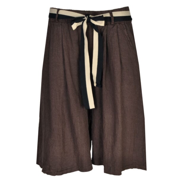 100% Linen belted stripe culottes